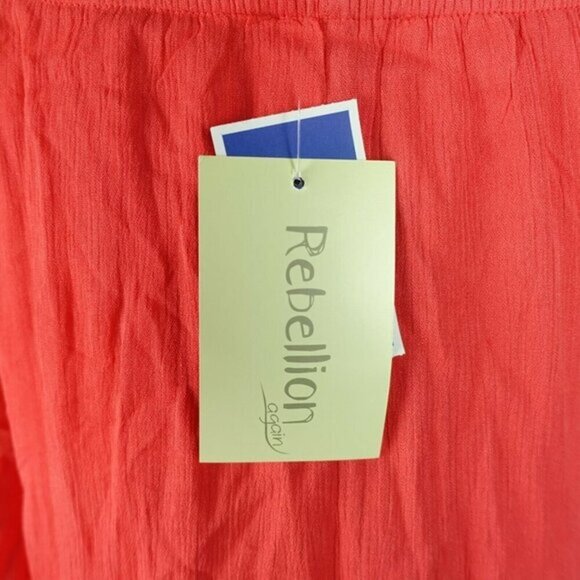 Rebellion Again Coral Boho Embroidered floral cold shoulder‎ shift dress Small - Picture 7 of 9